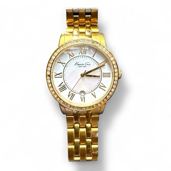 Kenneth Cole New York Two Tone Stainless Steel Ladies Watch Mother Of Pearl - Picture 1 of 10